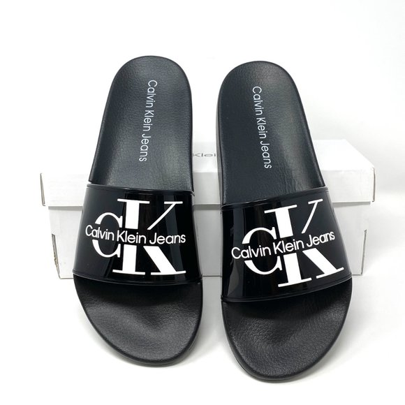 💖MEGA SALE💖 Calvin Klein Mavett Monogram Slide Sandal Black Men's Size - Picture 6 of 12